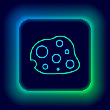 Parlayan neon çizgisi Asteroid simgesi siyah arkaplanda izole edildi. Renkli taslak konsepti. Vektör