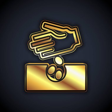 Siyah arka planda izole edilmiş özel bir bitki simgesinin altın tohumları. Vektör