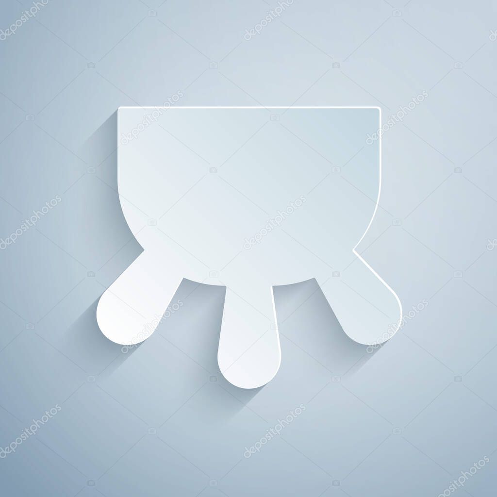 Paper cut Udder icon isolated on grey background. Paper art style. Vector