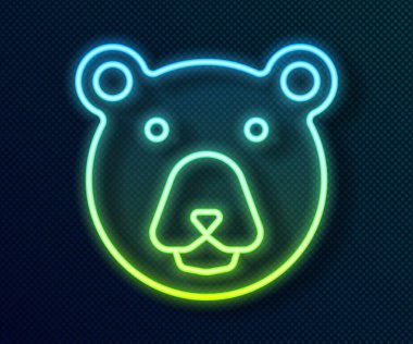 Parlayan neon hattı Ayı başı simgesi siyah arkaplanda izole edildi. Vektör