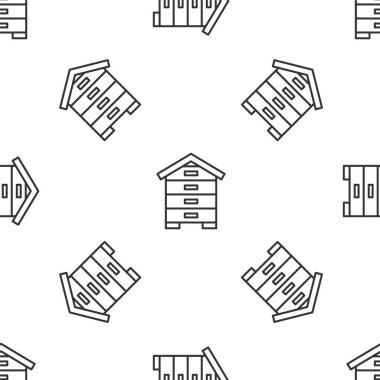 Arı ikonu için gri çizgi kovanı beyaz arka planda izole edilmiş pürüzsüz desen. Arı kovanı sembolü. Apiary ve arı yetiştiriciliği. Tatlı doğal yemek. Vektör