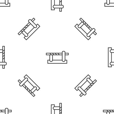 Gri çizgili park aracı bariyeri simgesi beyaz arka planda izole edilmiş. Sokak durağı sınırı. Vektör