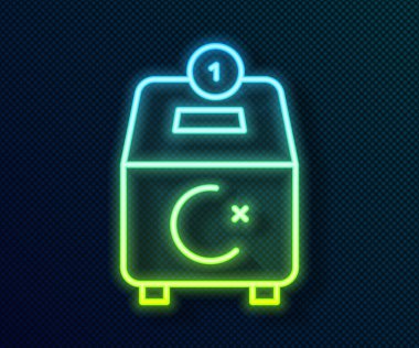 Parlak neon hattı bağış yapın ya da siyah arka planda izole edilmiş Müslüman zorunluluk simgesi olarak sadakalarınızı ödeyin. Kurban Bayramı 'ndan önce Ramazan Kareem' de bir sadaka. Vektör