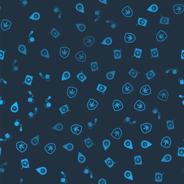 Yeri ve marihuanayı ayarla, kalkanı, marihuanayı veya kenevir tohumlarını ve sulamayı kusursuz bir şekilde. Vektör.