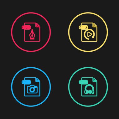 Ham dosya belgesi, MP3, GIF ve EPS simgesini ayarla. Vektör.