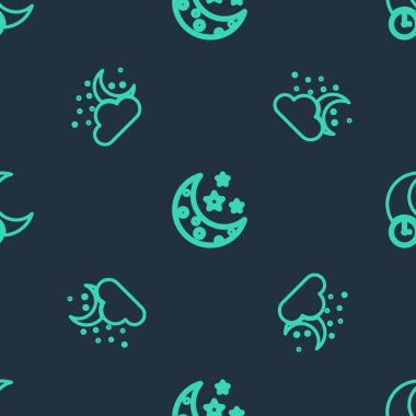 Ay 'ı ve yıldızları ayarla, Bulut' u dolunay yap ve kusursuz bir şekilde uyu. Vektör.