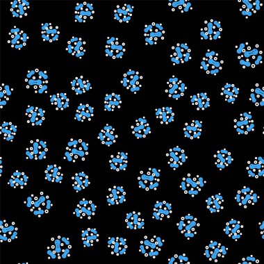 Çizgi Bakteri simgesi siyah arkaplanda izole edilmiş kusursuz desen. Bakteriler ve mikroorganizmalar, sebep olan mikroorganizma hastalıkları, hücre kanseri, mikrop, virüs, mantar. Vektör