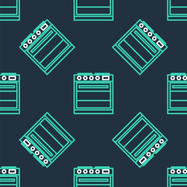 Fırın simgesi siyah arkaplanda izole edilmiş. Fırın tabelası. Vektör