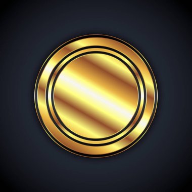 Siyah arkaplanda izole edilmiş altın plaka simgesi. Çatal bıçak sembolü. Restoran tabelası. Vektör