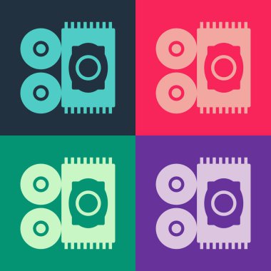 Pop Art Geleneksel halı kültürü, Ramazan Arap İslami kutlama ikonu, renk arka planında izole edilmiş. Vektör