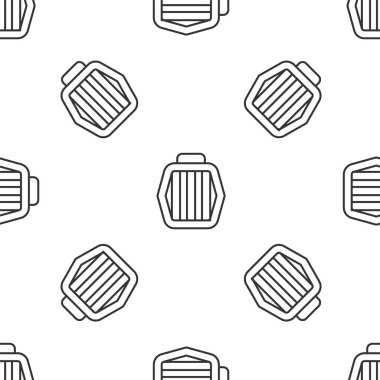 Gri çizgi Hayvan Taşıma Kutusu ikonu beyaz arka planda izole edilmiş kusursuz desen. Hayvanlar, köpekler ve kediler için taşıyıcı. Hayvanlar için konteynır. Hayvan taşıma kutusu. Vektör