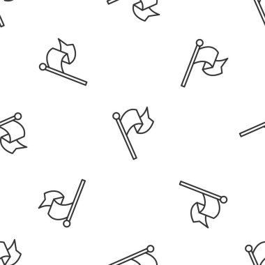 Gri çizgi bayrak simgesi beyaz arka planda kusursuz desen izole etti. Zafer, kazanmak ve zorluk konseptini fethetmek. Vektör