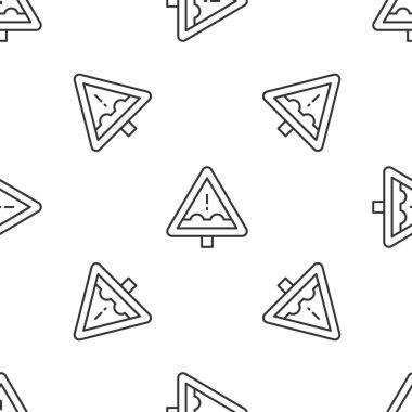 Gri çizgi Uneven yolu işareti. Uyarı yol simgesi beyaz arkaplanda izole edilmiş pürüzsüz desen. Trafik kuralları ve güvenli sürüş. Vektör