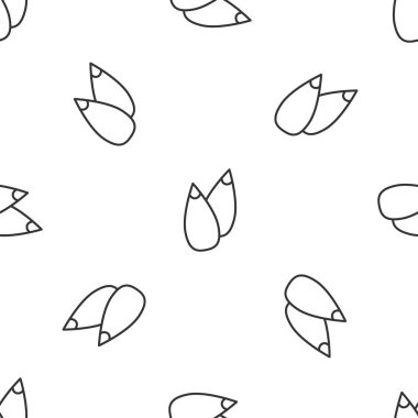 Belirli bir bitki simgesinin gri çizgisi tohumları beyaz arka planda izole edilmiş pürüzsüz desen. Vektör