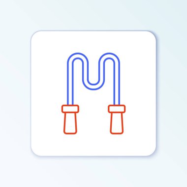 İp atlama simgesi beyaz arkaplanda izole edildi. İp atlıyorum. Spor malzemeleri. Renkli taslak konsepti. Vektör