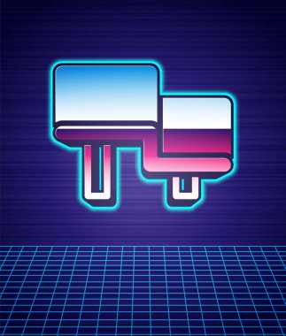 Retro tarzı sauna ahşap ikon izole fütüristik manzara arka planı. 80 'lerin moda partisi. Vektör