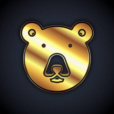 Altın Ayı baş simgesi siyah arkaplanda izole edildi. Vektör