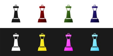 Satranç simgesini siyah beyaz arkaplanda izole et. İş stratejisi. Oyun, yönetim, finans. Vektör