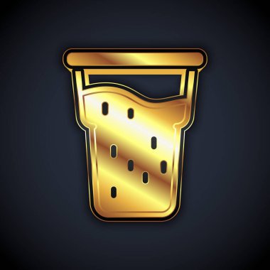 Siyah arka planda izole edilmiş altın bardak bira ikonu. Vektör
