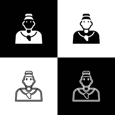 Beyzbol koçu simgesini siyah beyaz arkaplanda ayır. Vektör