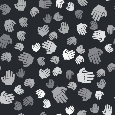 Gri beyzbol eldiveni ikonu siyah arka planda izole edilmiş pürüzsüz desen. Vektör