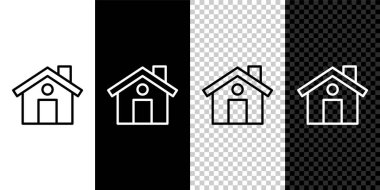 House simgesini siyah beyaz, şeffaf arkaplanda ayır. Ev sembolü. Vektör