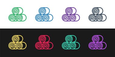 Siyah beyaz arkaplanda saman yuvarlama simgesini ayır. Vektör