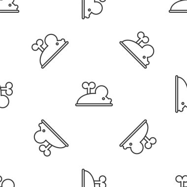 Gri çizgi Clockwork fare simgesi beyaz arkaplandaki kusursuz deseni izole etti. Fare oyuncağı ol. Vektör