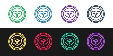 Siyah beyaz arka planda izole edilmiş bir tabak ikonuna biftek koyun. Çatal bıçak sembolü. Restoran tabelası. Vektör