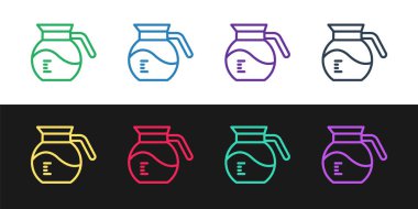 Kahve demliği simgesi siyah beyaz arkaplanda izole edildi. Vektör