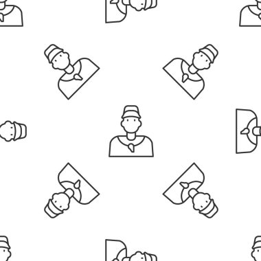 Gri çizgi beyzbol koçu ikonu beyaz arka planda izole edilmiş pürüzsüz desen. Vektör