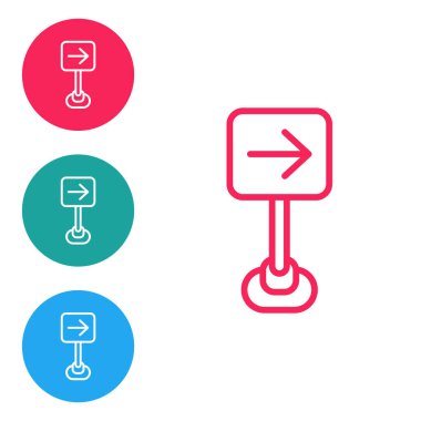 Kırmızı çizgi trafik işareti sağa dön dikkat ikonu beyaz arkaplanda izole edildi. Trafik kuralları ve güvenli sürüş. Simgeleri daire düğmelerine ayır. Vektör