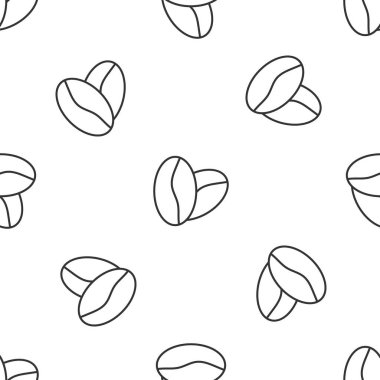 Gri çizgi kahve çekirdeği ikonu beyaz arka planda kusursuz desen izole etti. Vektör