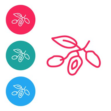 Kırmızı çizgi Tarih meyve simgesi beyaz arkaplanda izole edildi. Simgeleri daire düğmelerine ayır. Vektör