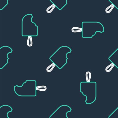 Çizgi dondurma ikonu siyah arkaplanda izole edilmiş kusursuz desen. Güzel sembol. Vektör