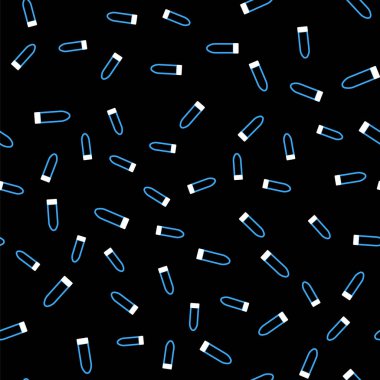 Line Dildo vibrator for sex games icon isolated seamless pattern on black background. Sex toy for adult. Vaginal exercise machines for intimate.  Vector