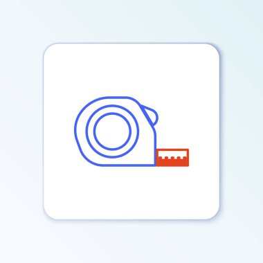 Çizgi Rulet inşaat ikonu beyaz arkaplanda izole edildi. Mezura ölçüm sembolü. Renkli taslak konsepti. Vektör