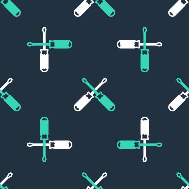 Çizgiyi aşan tornavida simgesi siyah arkaplanda izole edilmiş dikişsiz desen. Servis aracı sembolü. Vektör