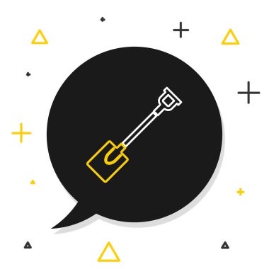 Çizgi Bahçesi kürek ikonu beyaz arkaplanda izole edildi. Bahçe aletleri. Bahçecilik, tarım, çiftçilik aleti. Renkli taslak konsepti. Vektör