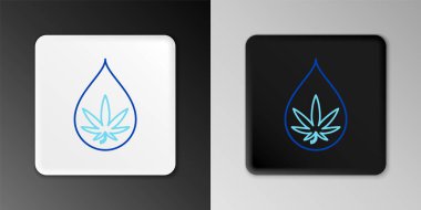 Hat Medikal marihuana veya kenevir yaprağı zeytinyağı damlası ikonu gri arka planda izole edilmiştir. Esrar özütü. Kenevir sembolü. Renkli taslak konsepti. Vektör