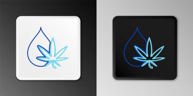 Hat Medikal marihuana veya kenevir yaprağı zeytinyağı damlası ikonu gri arka planda izole edilmiştir. Esrar özütü. Kenevir sembolü. Renkli taslak konsepti. Vektör