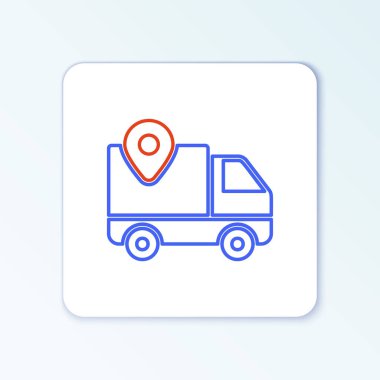 Çizgi Sevkiyat izleme simgesi beyaz arkaplanda izole edildi. Paket takibi. Renkli taslak konsepti. Vektör