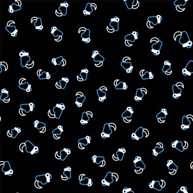 Hat termometresi ve bulut, ay ikonu ile kara arkaplanda izole edilmiş kusursuz desen. Vektör