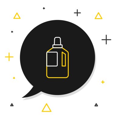 Çizgi kumaş yumuşatıcı simgesi beyaz arkaplanda izole edildi. Sıvı çamaşır deterjanı, saç kremi, temizlik maddesi, çamaşır suyu. Renkli taslak konsepti. Vektör