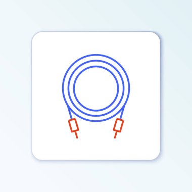 Satır Ses Jack simgesi beyaz arkaplanda izole edildi. Bağlantı ses ekipmanları için ses kablosu. Fiş kablosu. Müzik aleti. Renkli taslak konsepti. Vektör