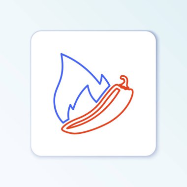 Line Hot chili biber kabuğu simgesi beyaz arkaplanda izole edildi. Market, mutfak ürünleri, baharat ve baharat paketi, yemek kitabı için tasarım. Renkli taslak konsepti. Vektör