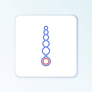 Beyaz arkaplanda çizgi anal boncuk simgesi izole edildi. Anal taşak işareti. Fetiş aksesuarı. Erkekler ve kadınlar için seks oyuncağı. Renkli taslak konsepti. Vektör