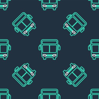 Çizgi Bus simgesi siyah arkaplanda izole edilmiş. Ulaşım konsepti. Otobüs turu tabelası. Turizm ya da kamu aracı sembolü. Vektör