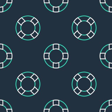 Çizgi Lifebuoy simgesi siyah arkaplanda izole edilmiş. Can simidi sembolü. Vektör