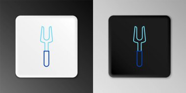 Izgara çatal simgesi gri arkaplanda izole edildi. Mangal çatalı tabelası. Barbekü ve ızgara aleti. Renkli taslak konsepti. Vektör